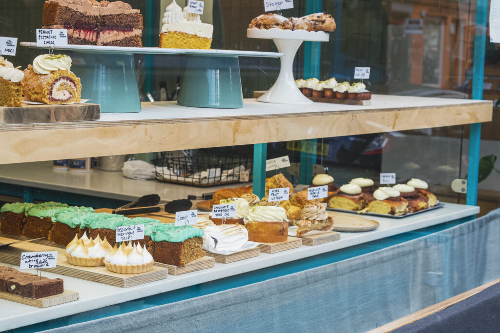 the pastry selection window display in Edinburgh