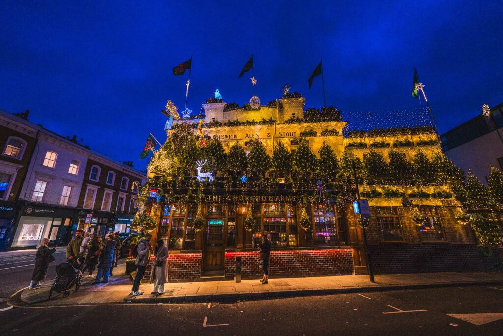 churchill arms night time