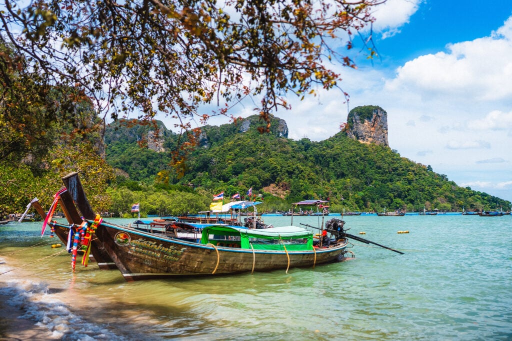 longtail boats railay beach