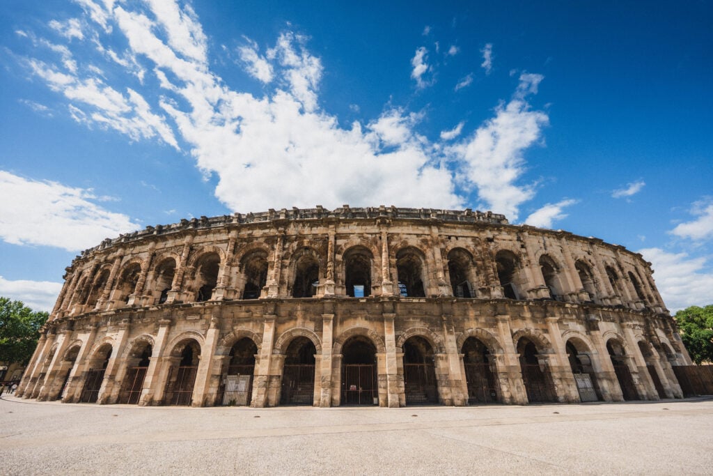 exterior of roman amphitheatre nimes