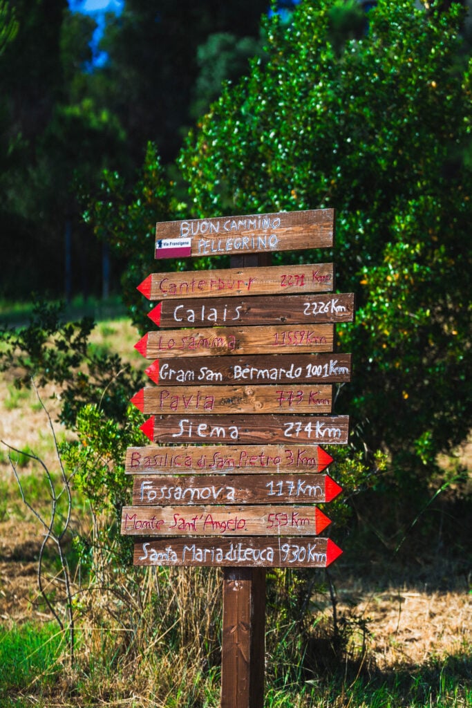 signs to different pilgrim routes