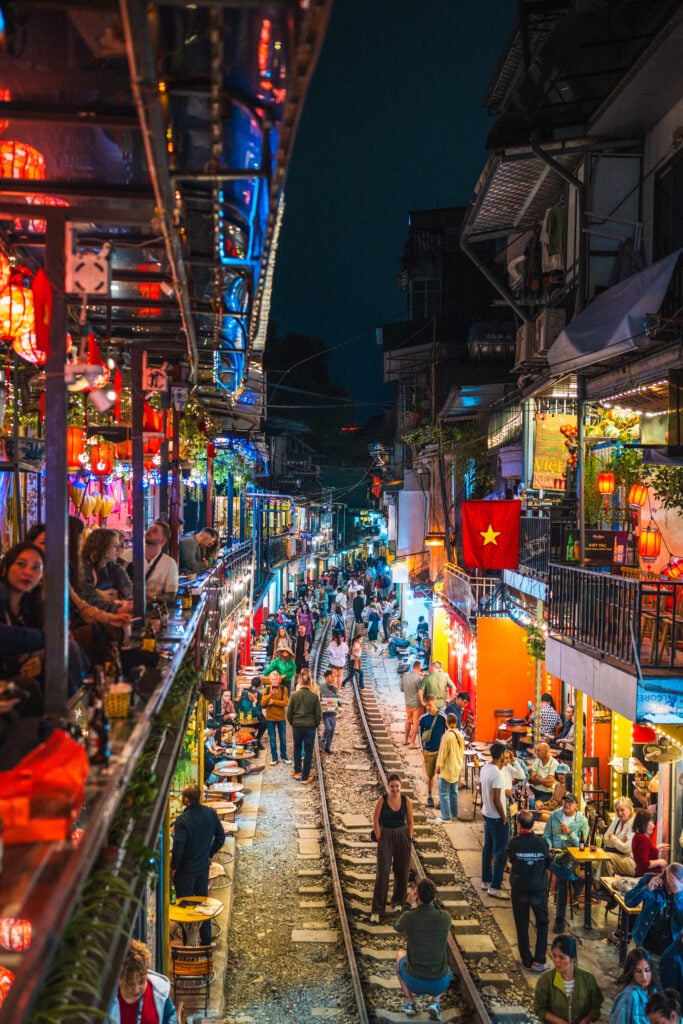 bright lights hanoi train street