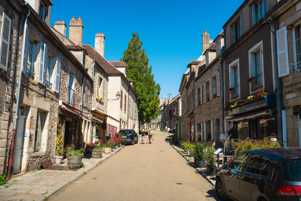 pilgrims walking in vezelay